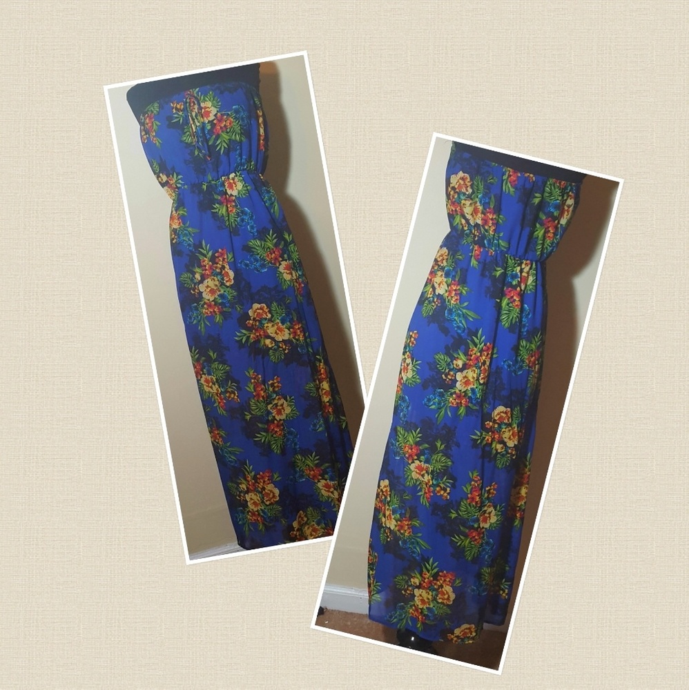 Women's strapless floral maxi dress